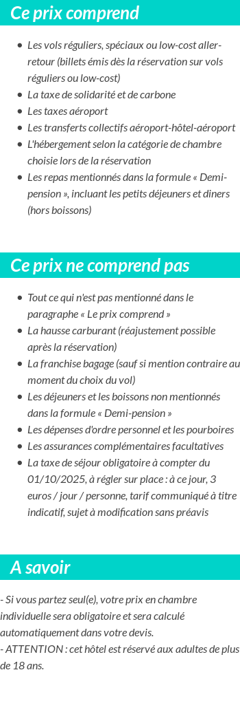 Conditions tarifaires