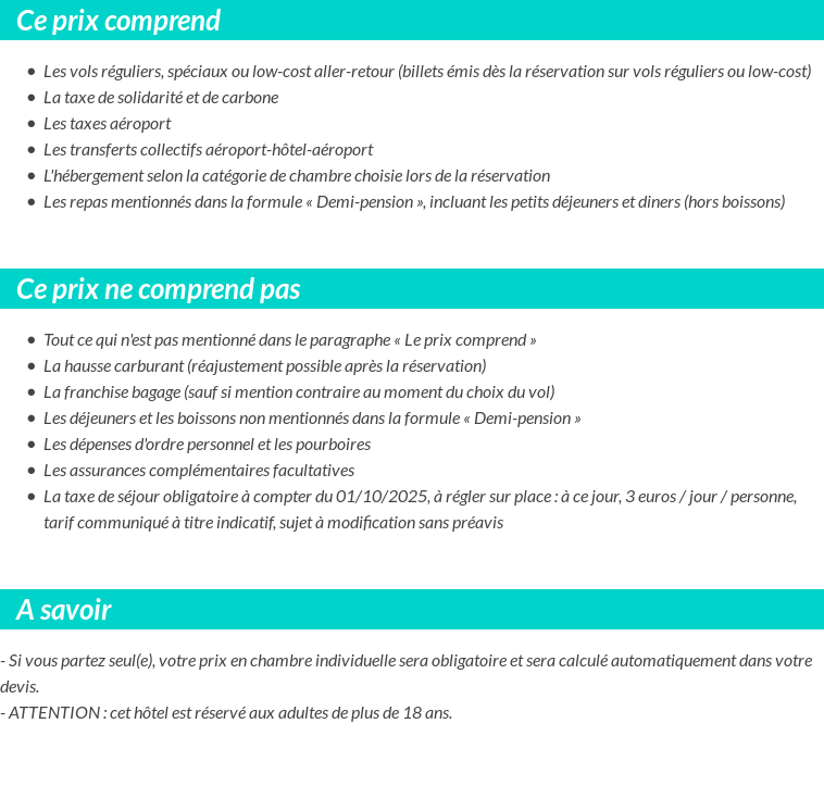 Conditions tarifaires