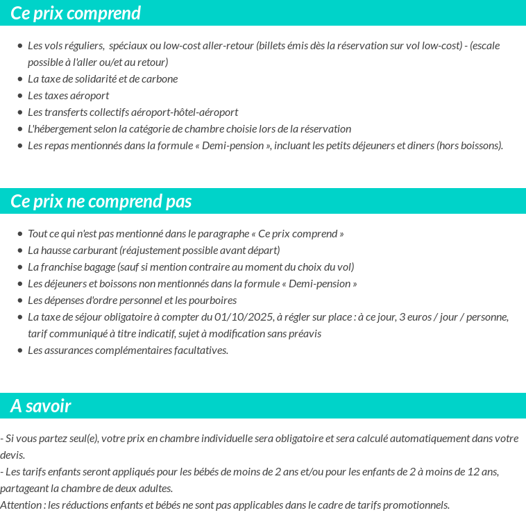 Conditions tarifaires