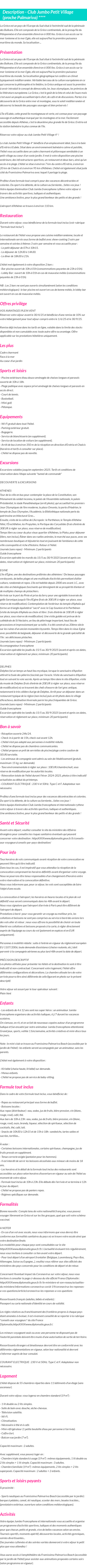 Détails du séjour
