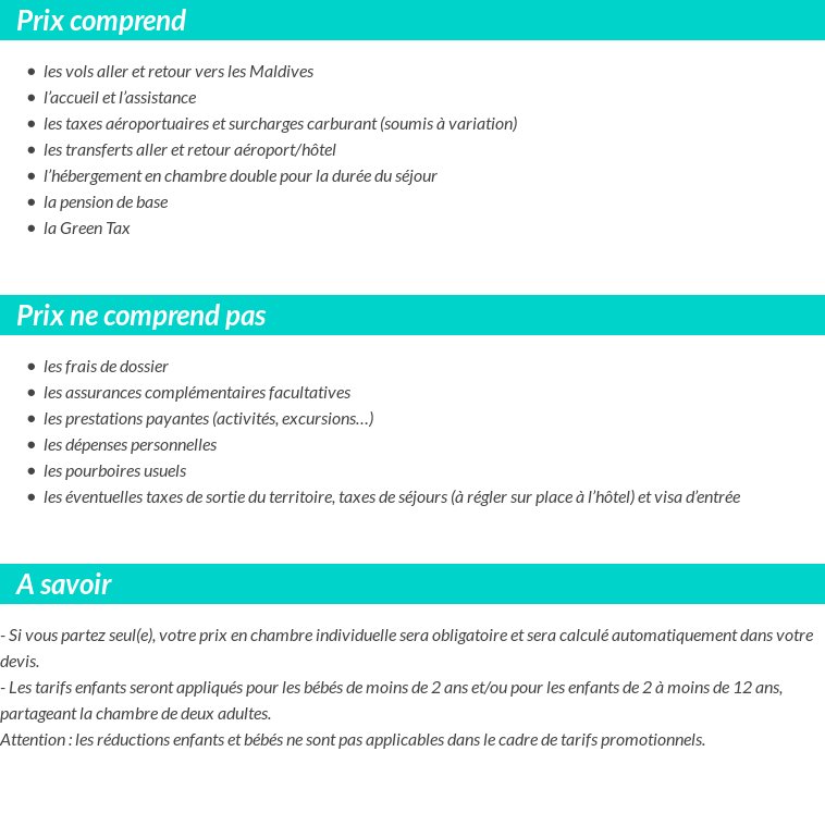 Conditions tarifaires