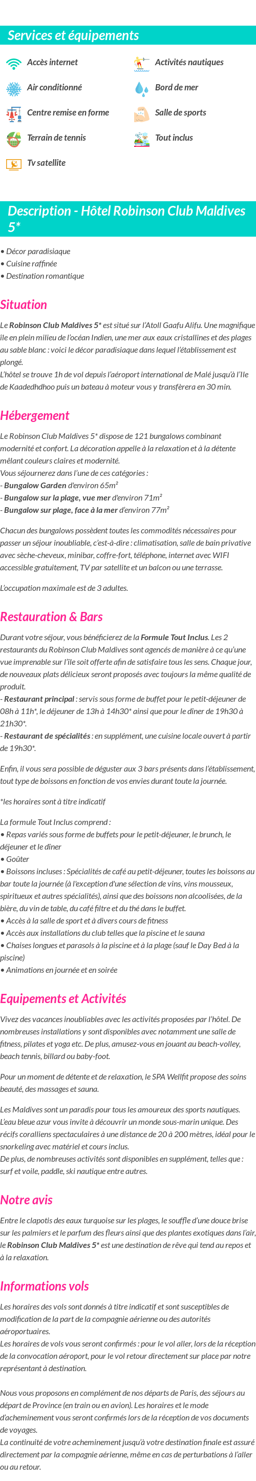 Détails du séjour