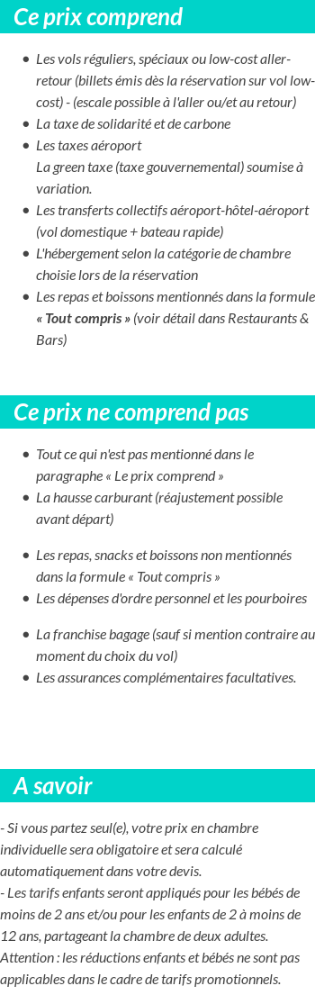 Conditions tarifaires