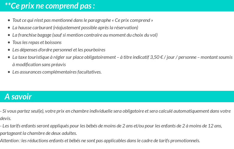 Conditions tarifaires