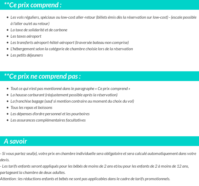 Conditions tarifaires