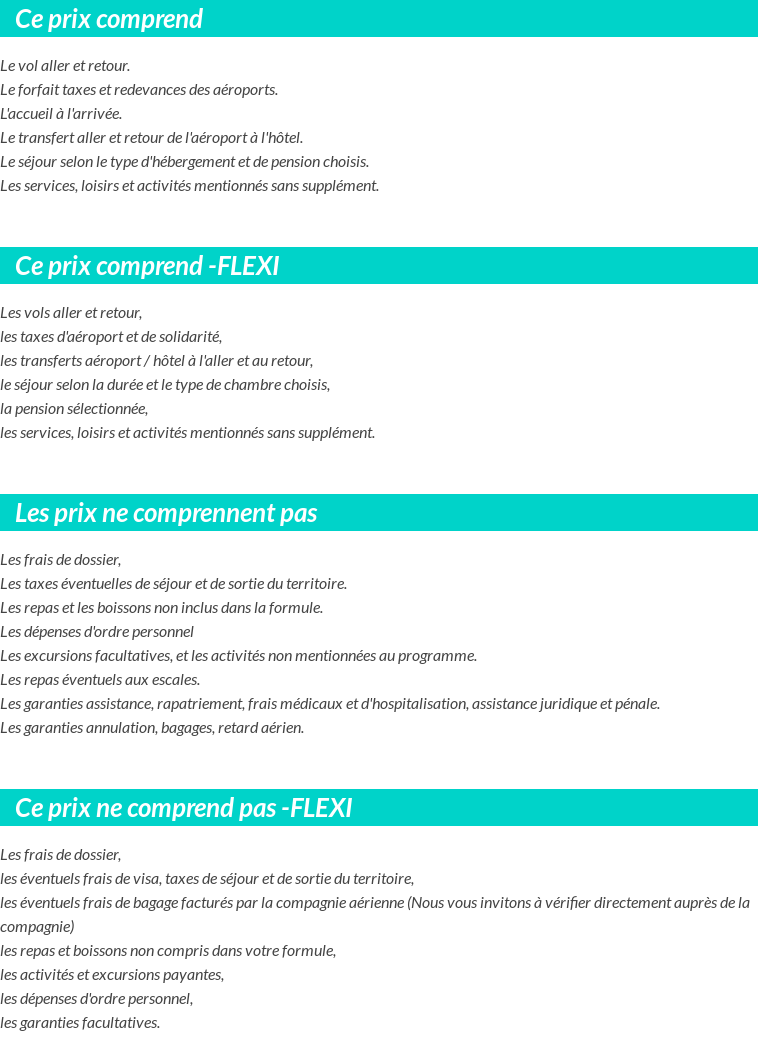 Conditions tarifaires