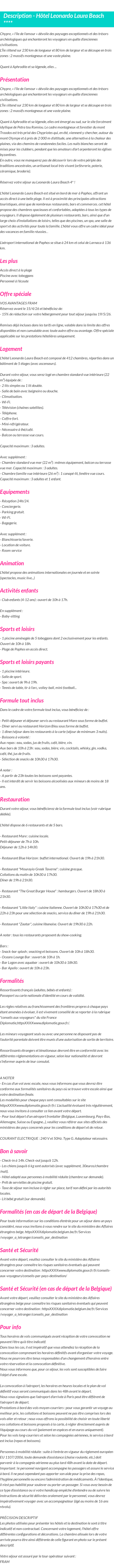 Détails du séjour