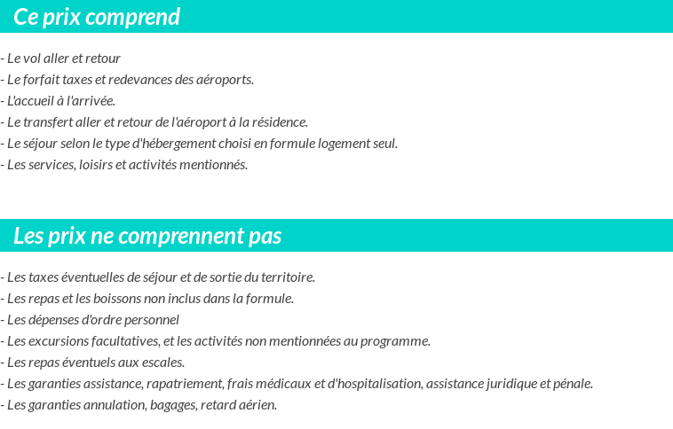 Conditions tarifaires