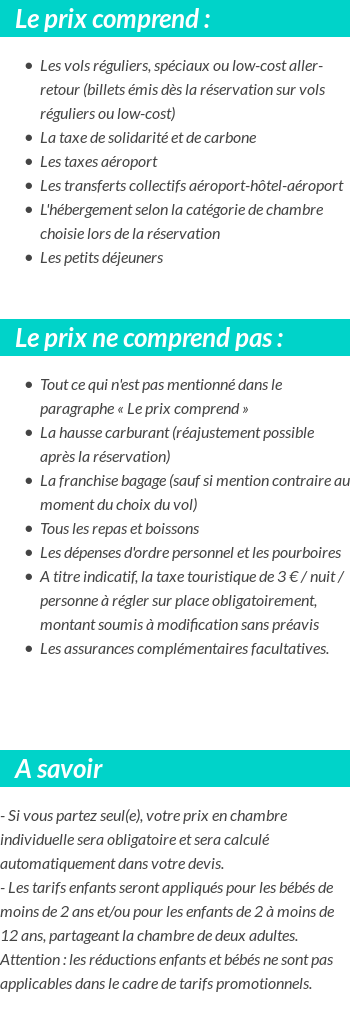 Conditions tarifaires