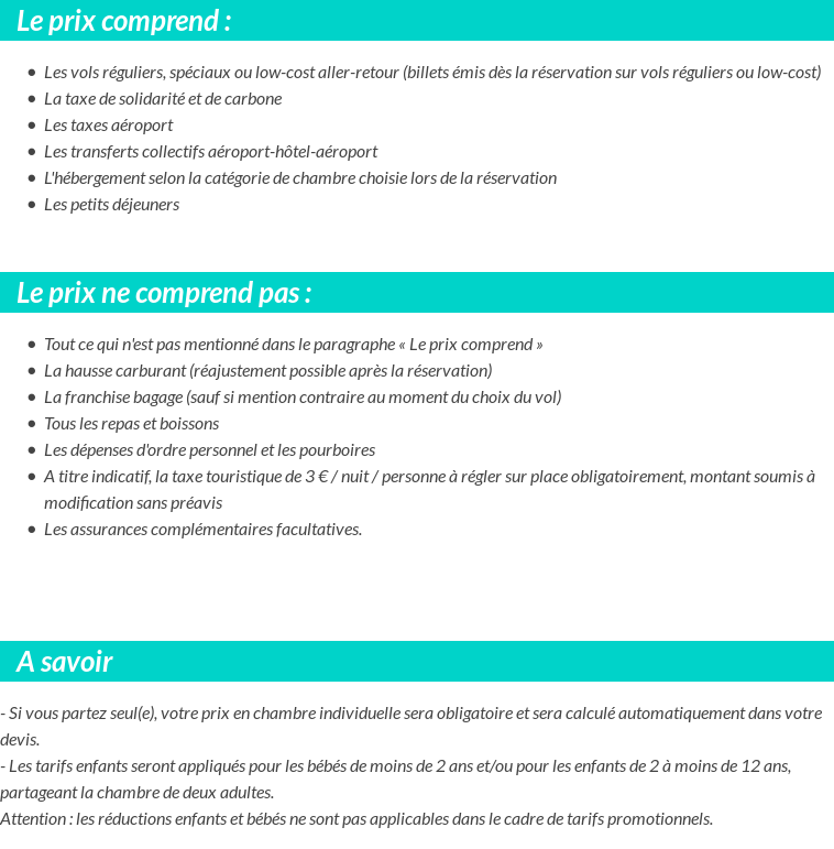 Conditions tarifaires