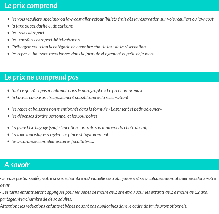 Conditions tarifaires