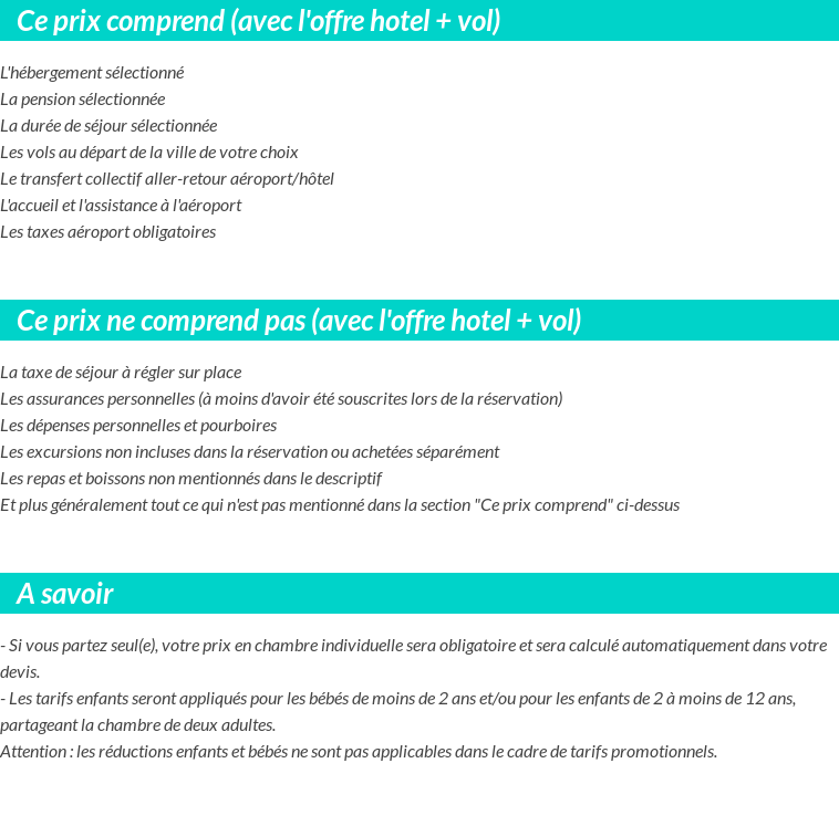Conditions tarifaires