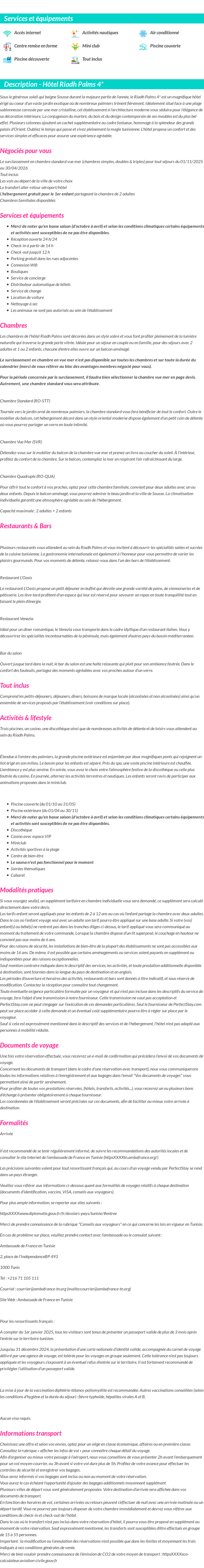 Détails du séjour