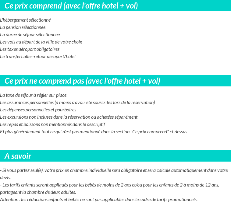 Conditions tarifaires