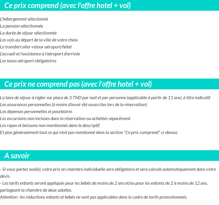 Conditions tarifaires