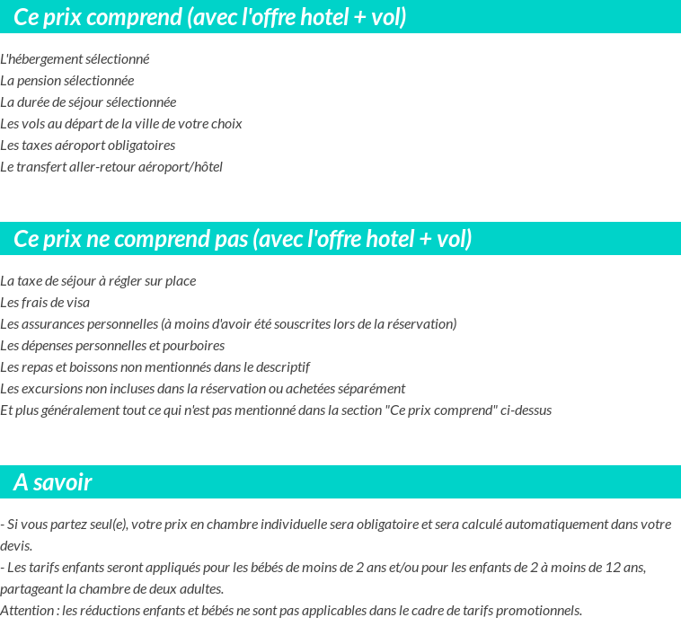 Conditions tarifaires