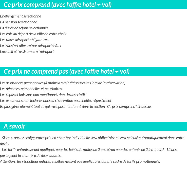 Conditions tarifaires