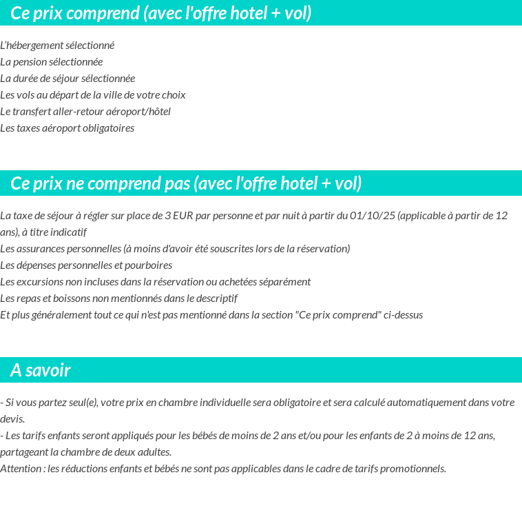 Conditions tarifaires
