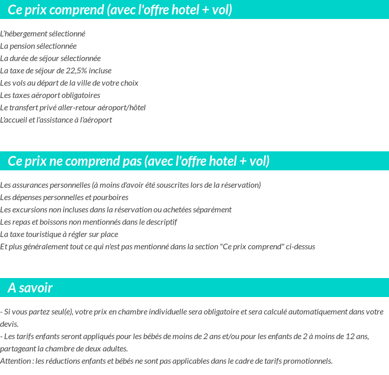 Conditions tarifaires
