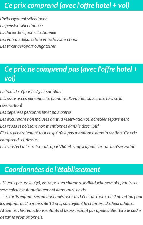 Conditions tarifaires