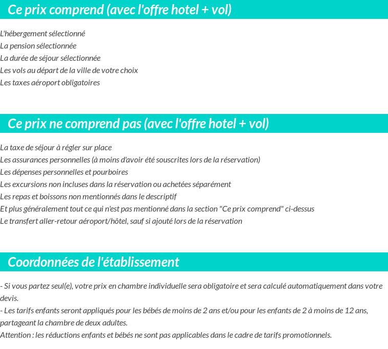 Conditions tarifaires