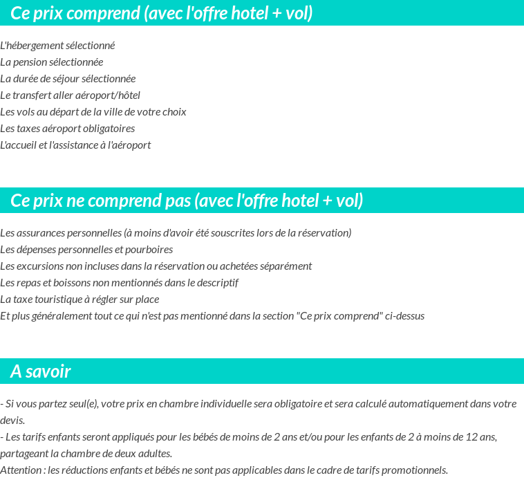 Conditions tarifaires