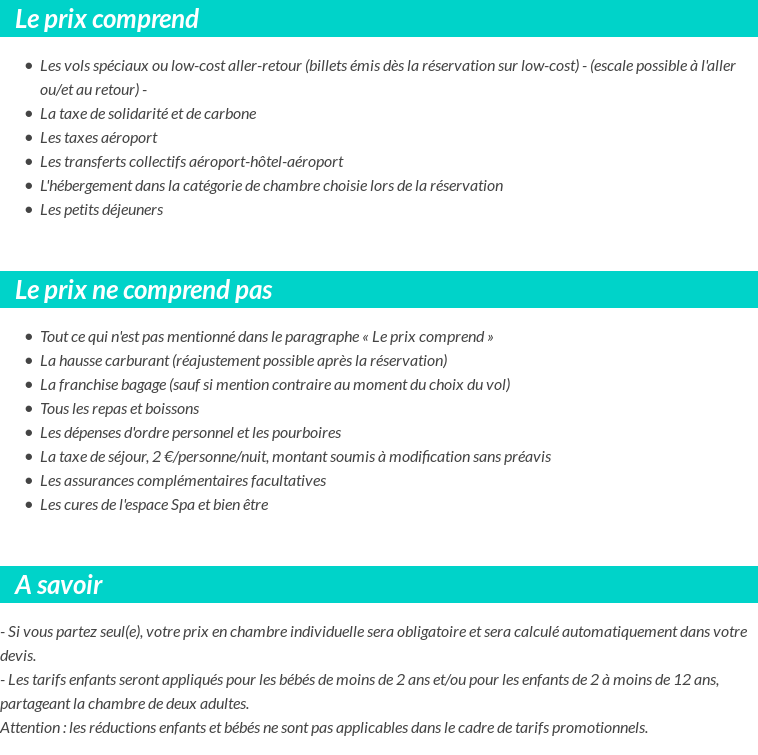 Conditions tarifaires