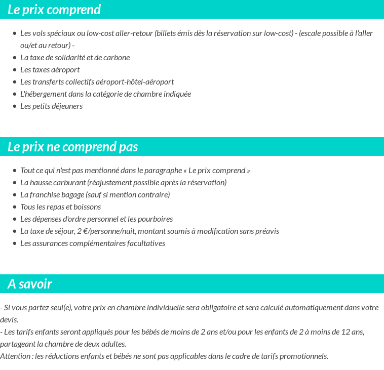 Conditions tarifaires