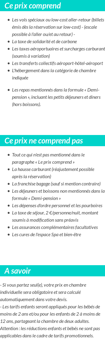 Conditions tarifaires