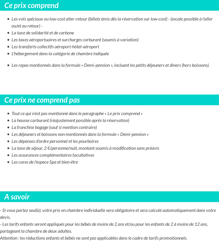 Conditions tarifaires