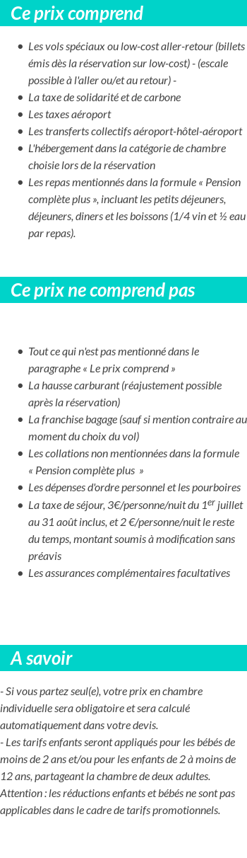Conditions tarifaires