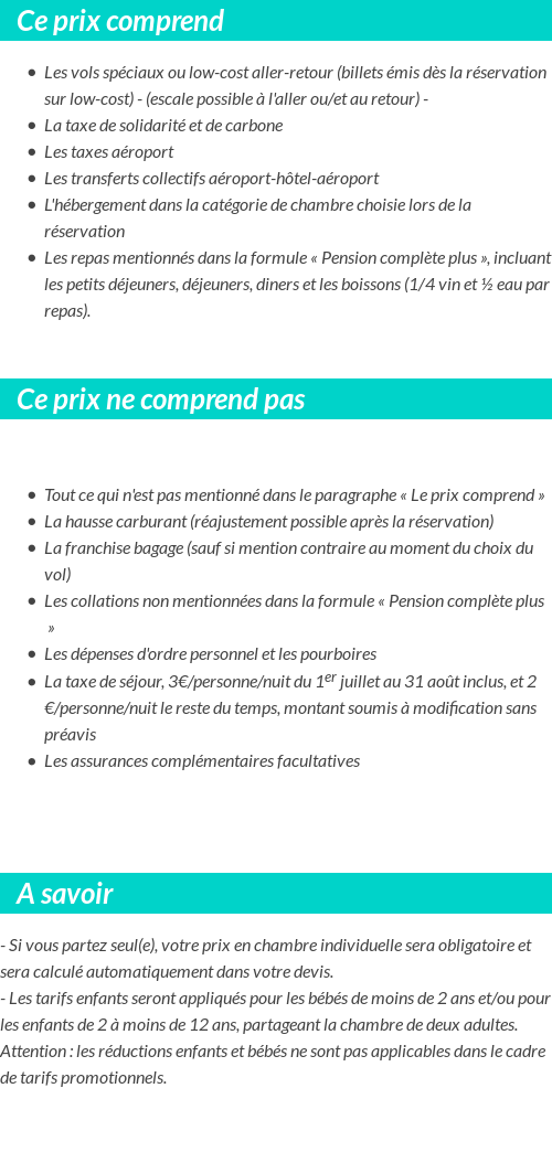 Conditions tarifaires