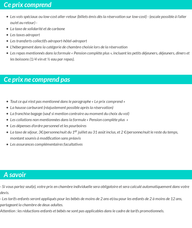 Conditions tarifaires