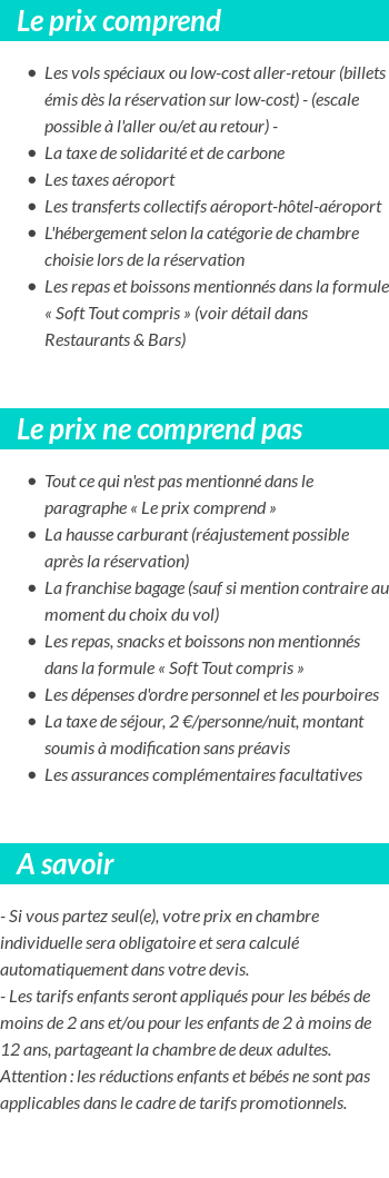 Conditions tarifaires