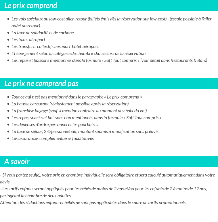 Conditions tarifaires