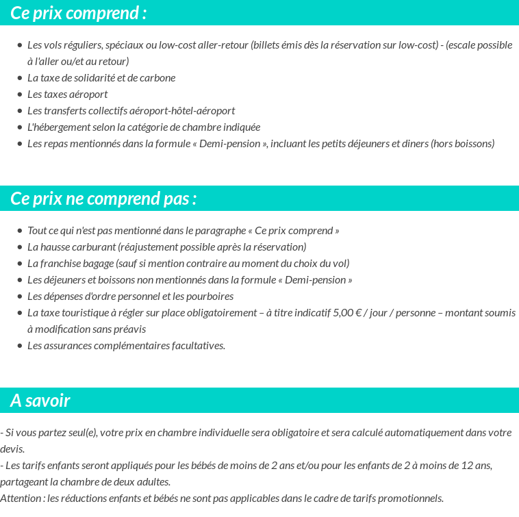 Conditions tarifaires