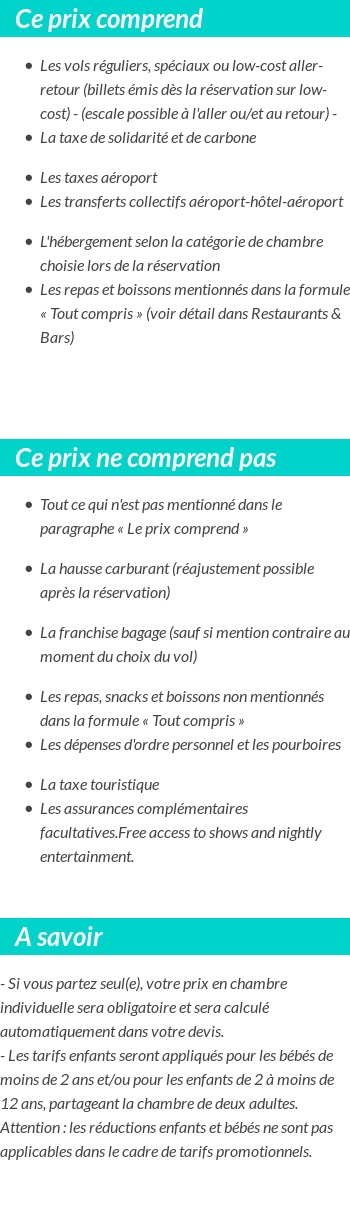 Conditions tarifaires