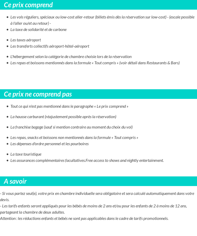 Conditions tarifaires