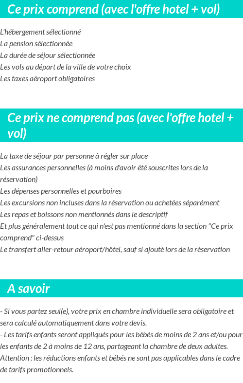 Conditions tarifaires