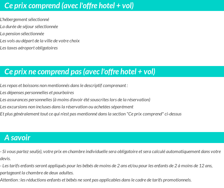 Conditions tarifaires