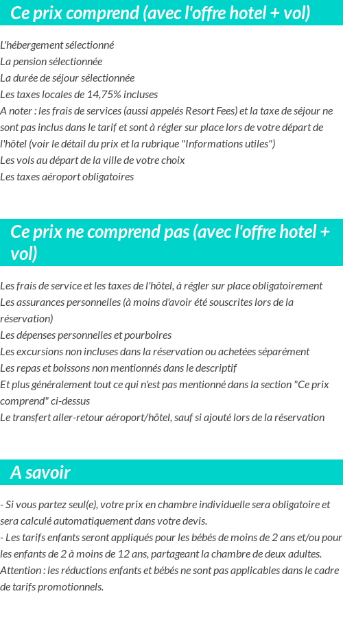 Conditions tarifaires