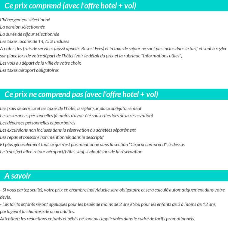 Conditions tarifaires