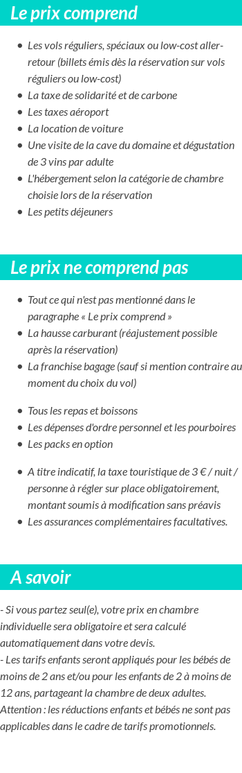 Conditions tarifaires