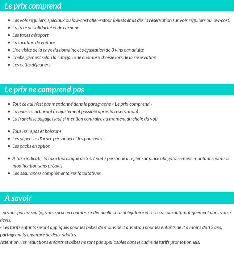 Conditions tarifaires