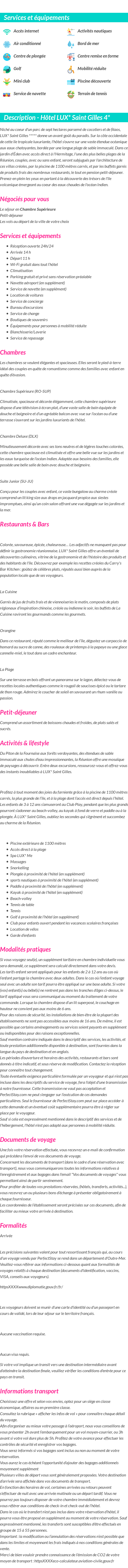Détails du séjour