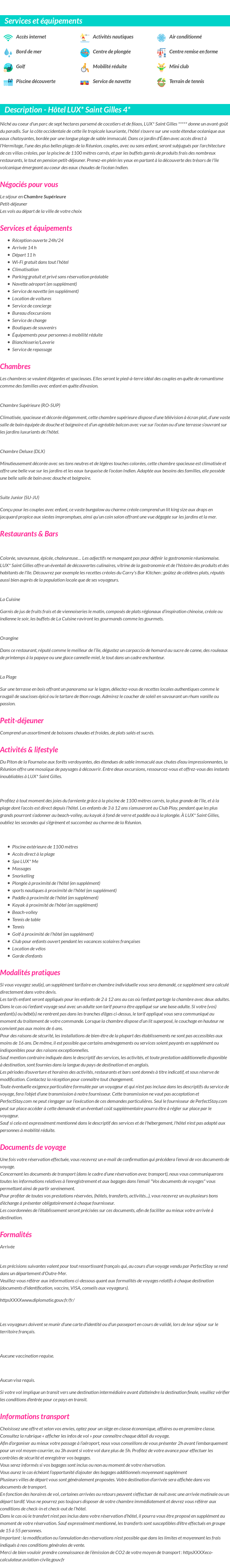 Détails du séjour