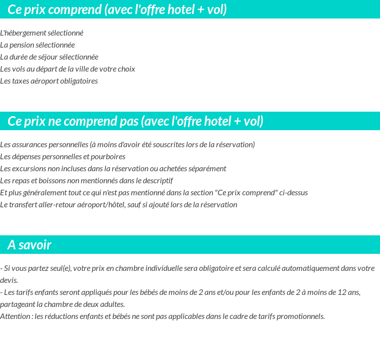 Conditions tarifaires