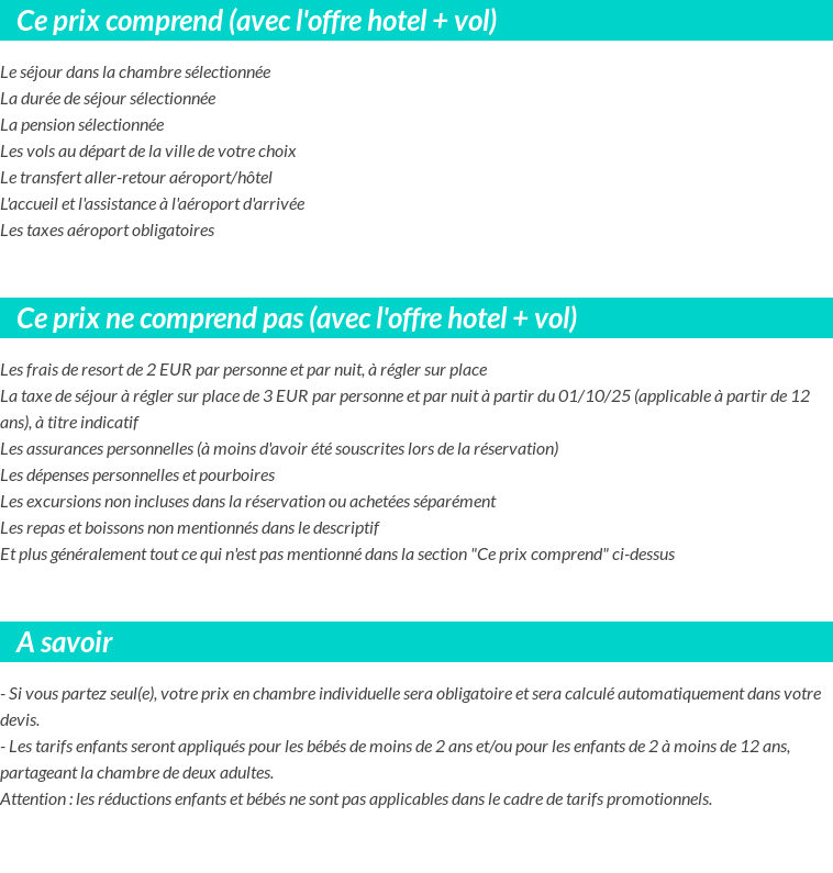 Conditions tarifaires