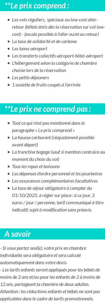 Conditions tarifaires