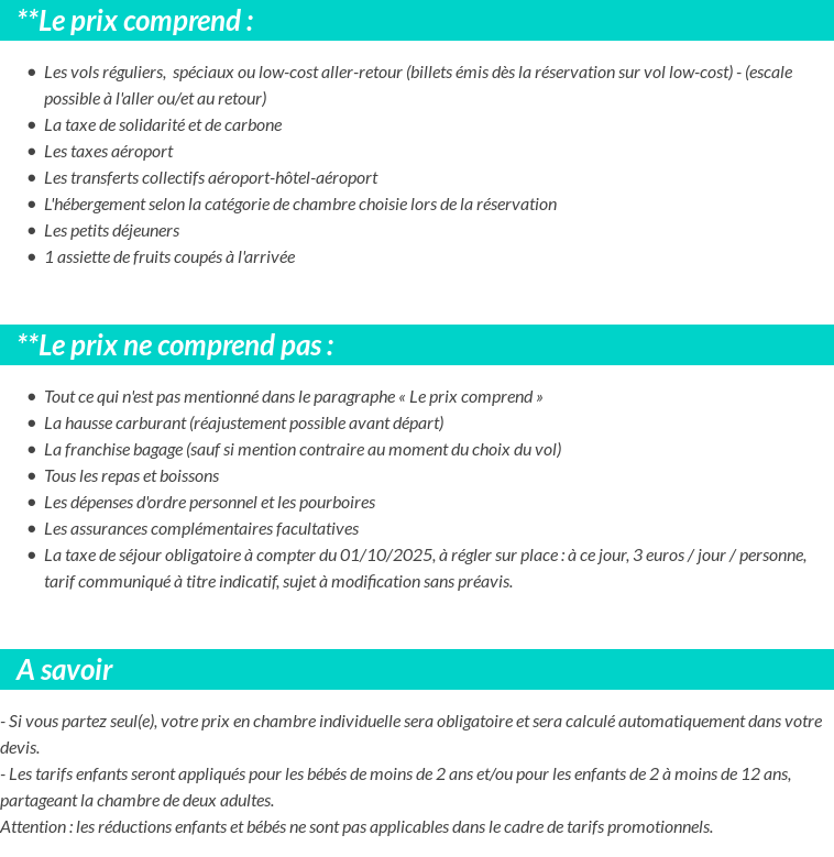 Conditions tarifaires